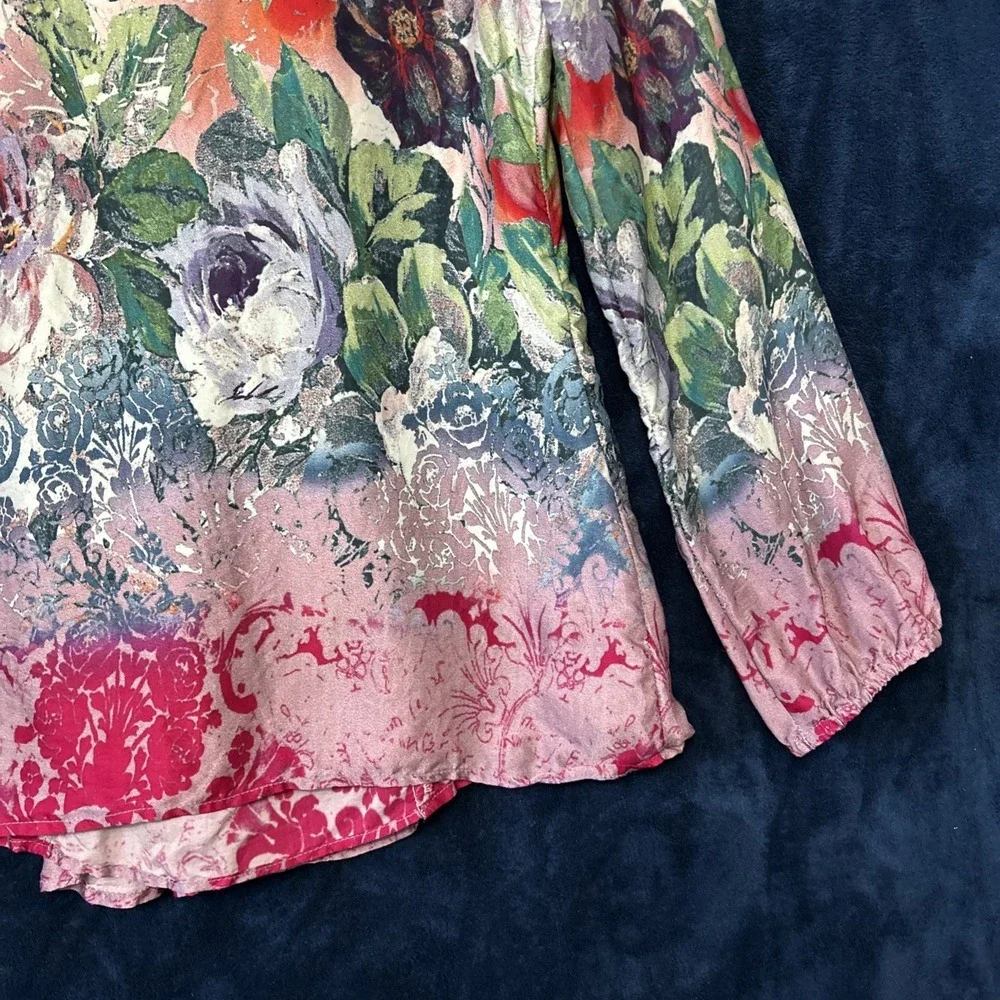 Sundance Womens Silk Top Size S Peasant Artsy‎ Print Floral Luxury Maximalist